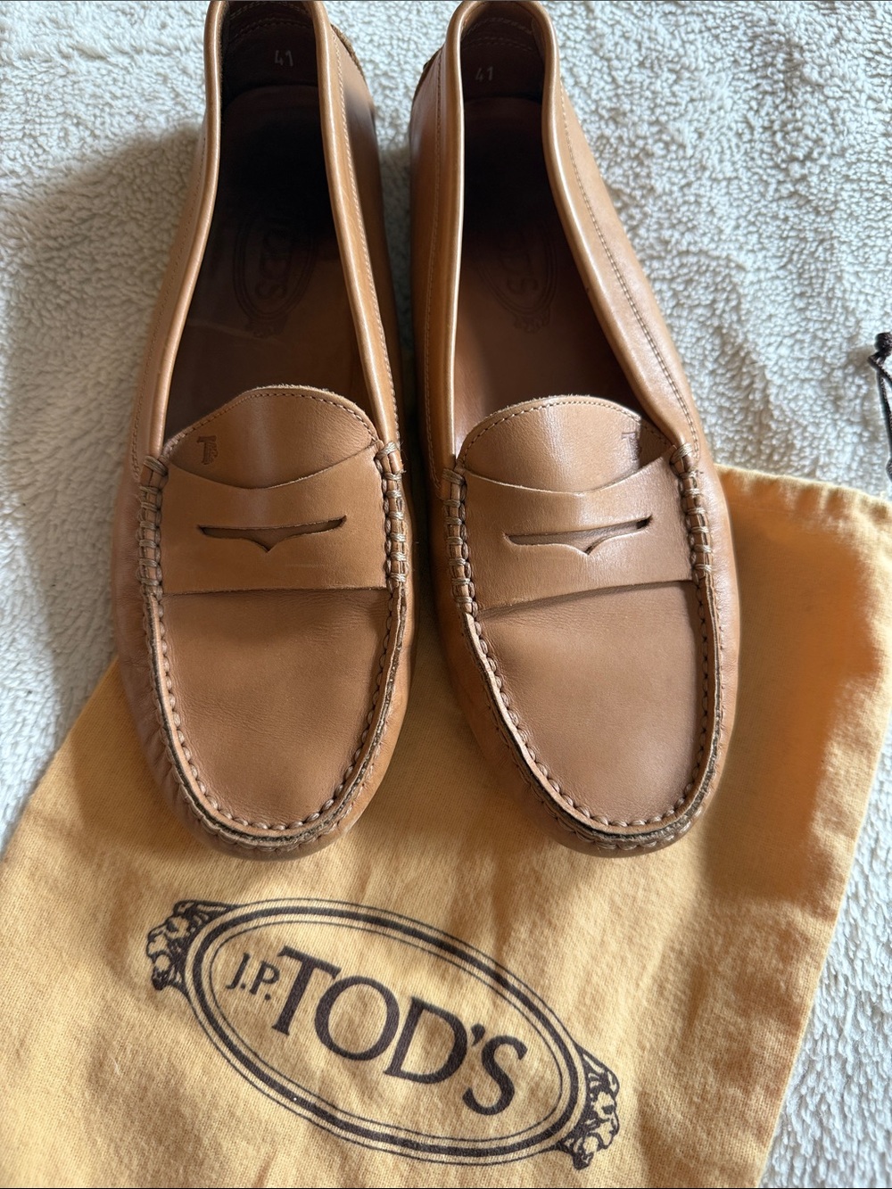 Tod's Tan Leather Penny Loafers